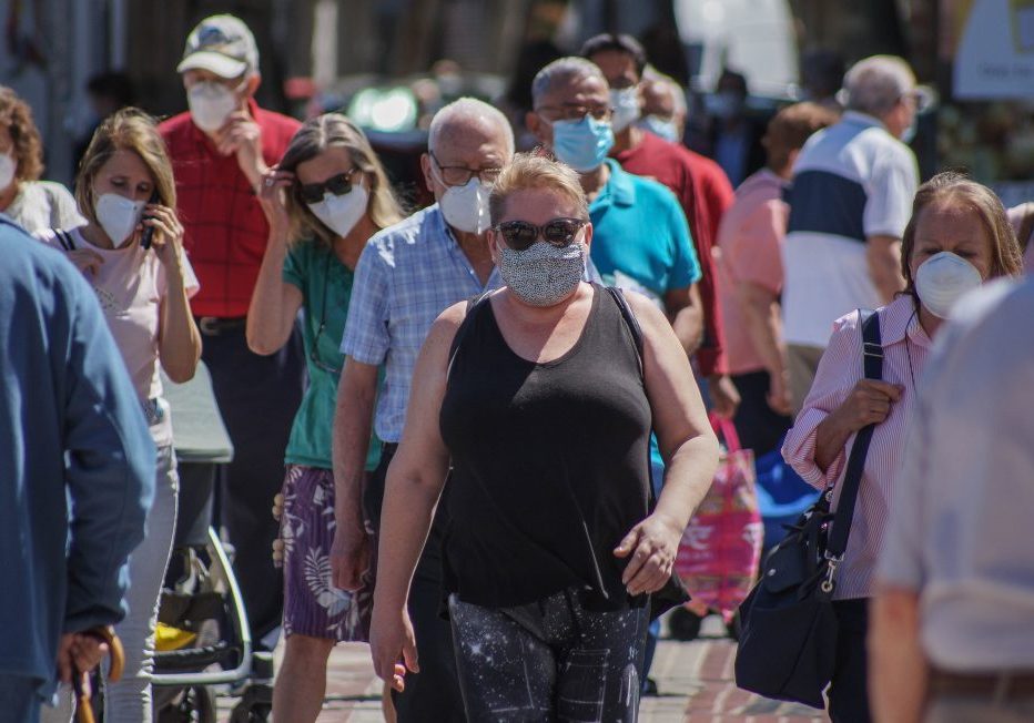 Madrid, Spain - June 18, 2020: People are using mask in their new life routine about Covid-19 pandemic.